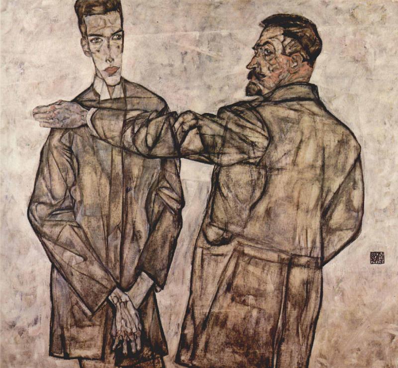 Egon Schiele Double Portrait of Heinrich Bensch and his Son Otto